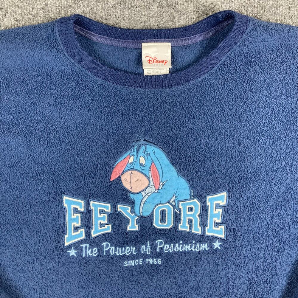 Disney Sweatshirt‎ Womens XXL Blue Eeyore Graphic Fleece Pullover Y2K Style